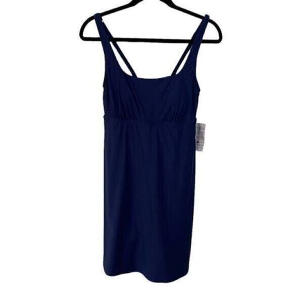 NWT Modest Land's End Swim Dress Built in Swim Shorts Navy Blue Size 6 - Picture 1 of 6